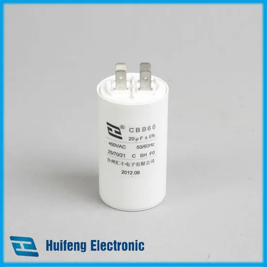 Cbb60 20 Microfarad 450V 4-Pins Plastic Case AC Motor Run Polypropylene Film Capacitor in Factory Price