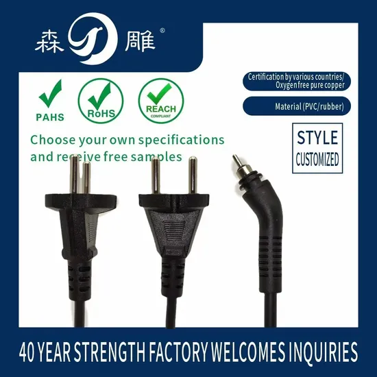 Europe VDE Approval EU AC Power Cord SD-03 2 Pin Tool Plug