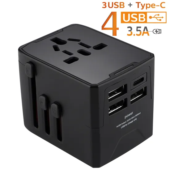 Multifunctional Travel Conversion Adapter Power Socket Global Universal Plug Converter with 3USB+Type-C