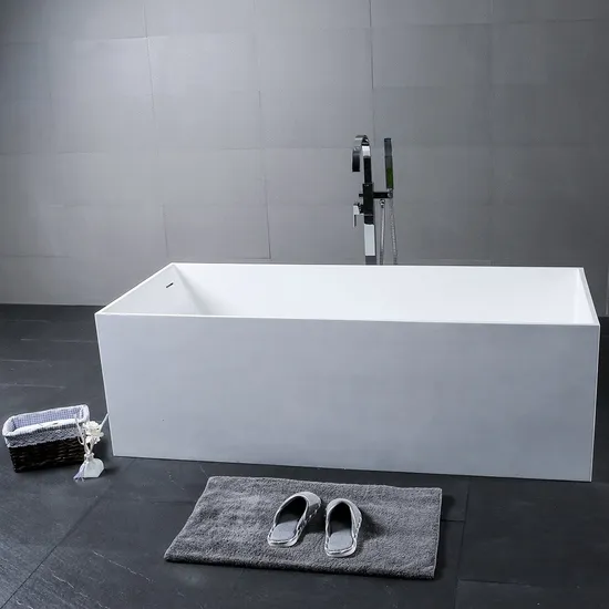 Art Freestanding White Acrylic Bathtub Modern Stand Alone Soaking Tub (67" X 29.5")