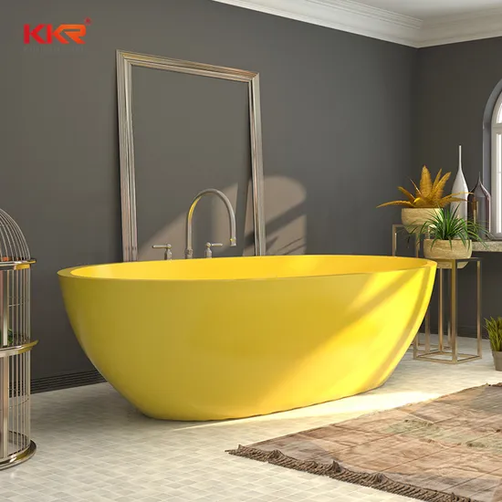 Luxury Upc Oval Freestanding Bath Tub Modern Round Stone Resin Bath Bathroom Tub Black White Yellow Acrylic Sanitary Ware Solid Surface Bathtub Supplier