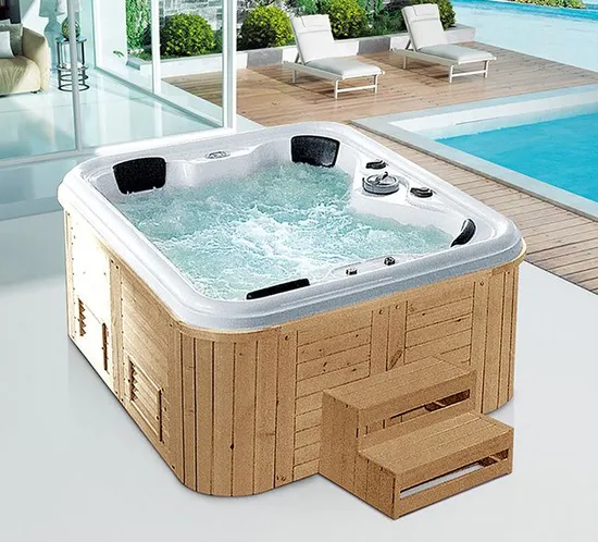 Outdoor 4-Person Whirlpool Bubble Massage Hot SPA LED Bubble Surf Bathtub