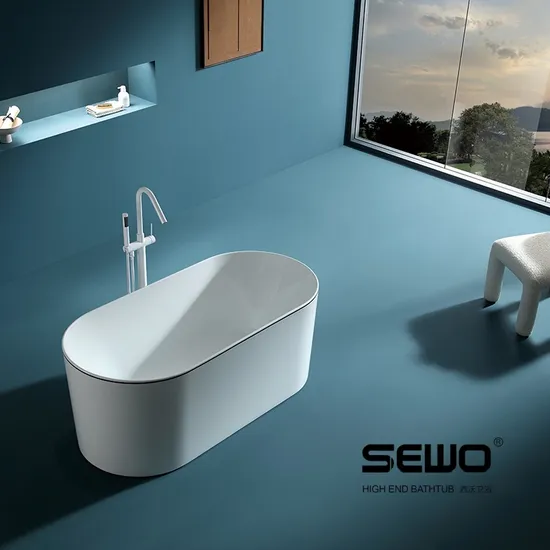Simple Design Oval Freestanding Soaking Acrylic Bathtub