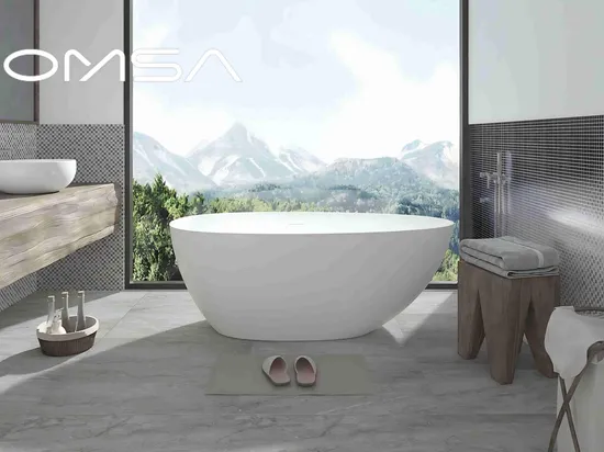 Matte/Translucent Bath Tub Pure Color Resin Stone Solid Surface Bathtub