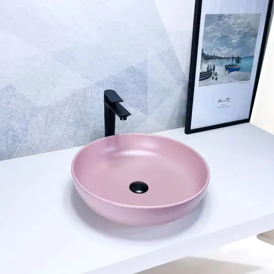 Sanitary Ware China Wholesale Shiny Luxury Porcelain Ceramic Round Basin Bathroom Sink