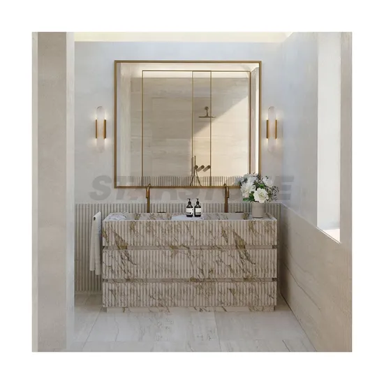 Starstone Modern Style Customized Design Natural Marble Bathroom Sink Cabinet Basins