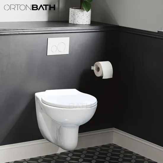 Ortonbath East European Cheap Round Classic Wall Hung Toilet with PP/ UF Soft Close Toilet Seat Cover