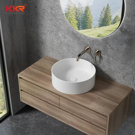 China Factory Wholesale Price Solid Surface Tabletop Wash Basin Bathroom Countertop Sink Vessel Basin