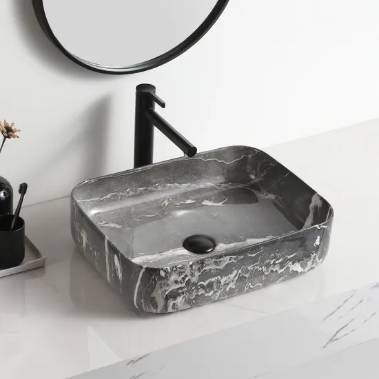 New Stand Alone Bacia De Banheiro Marble Countertop Bath Room Sink Vaniti Bathroom Hand Wash Basin Design