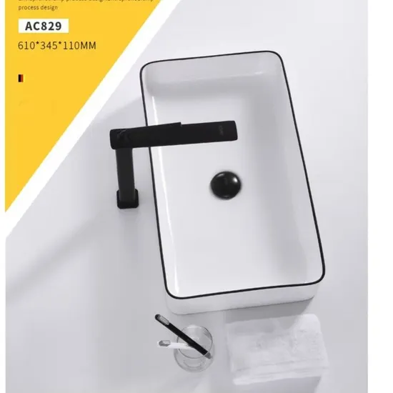 Bathroom Square Color Ceramic Wash Sink Black Design Sanitary Ware Wash Basin