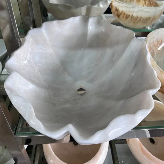 Modern White Marble Sink Featuring Unique Natural Stone Design