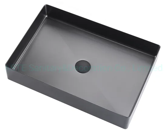 Black 55× 38cm Handcrafted Handmade Top Mount Bathroom Rest Room Stainless Steel PVD Finish Wash Basin Hbm5538