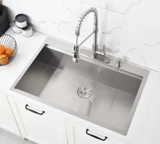304 Stainless Steel Handmade Sink with Dual Bowls, Silent and Scratch Resistant