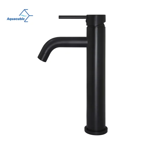 Aquacubic Black Tall Basin Sink Faucet Cupc Bathroom Basin Water Mixer Water Deck Mounted Tap