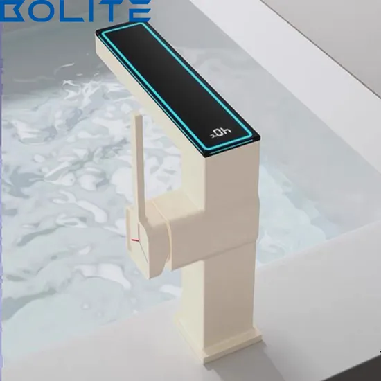 Modern Black Digital Display Faucet Intelligent Digital Display Wash Basin Faucet Bathroom LED Faucet