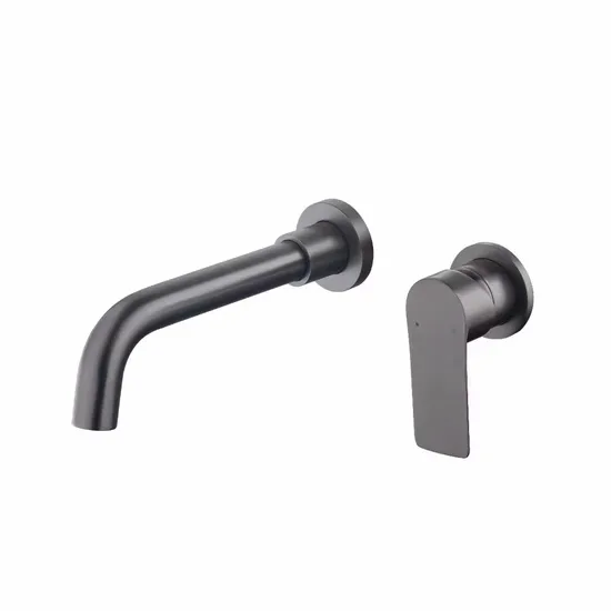 Modern Wall Mounted Gun Grey Water Tap Swivel Spout Concealed Basin Faucet