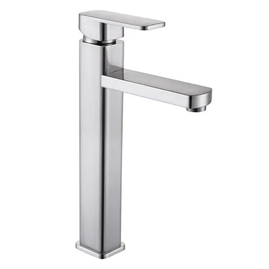 Bathroom Vessel Sink Faucet Single Handle Chrome Finish Waterfall Spout 1 Hole Deck Mount Lavatory Elegant Tall Tap