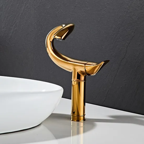 Luxury Gold Brass Single Handle Bathroom Hot Cold Water Wash Basin Faucet