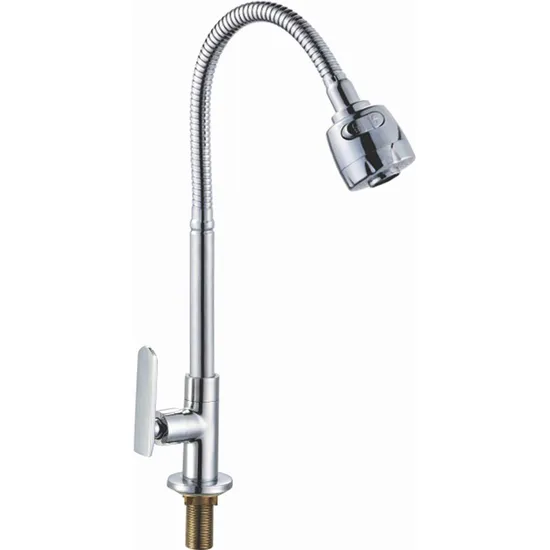 Sink Faucet Deck Mounted Cold Tap with Flexible Pipe for Kitchen