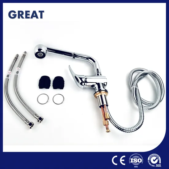 Great Gold Kitchen Faucets Factory Gl91388A130 Chrome Pull-out Kitchen Faucet Premium Construction Stainless Steel Kitchen Faucets with Pull-Down Sprayer