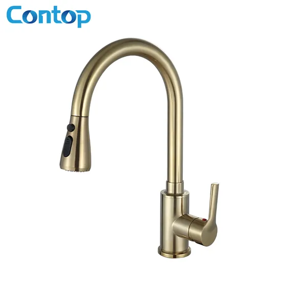 Brushed Gold Color Faucet with Pull out Sprayer Kitchen Sink Faucet with Pull Down Sprayer