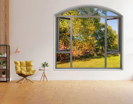 Powder Coating Narrow Frame Aluminum Double Tempered Glass Casement Windows