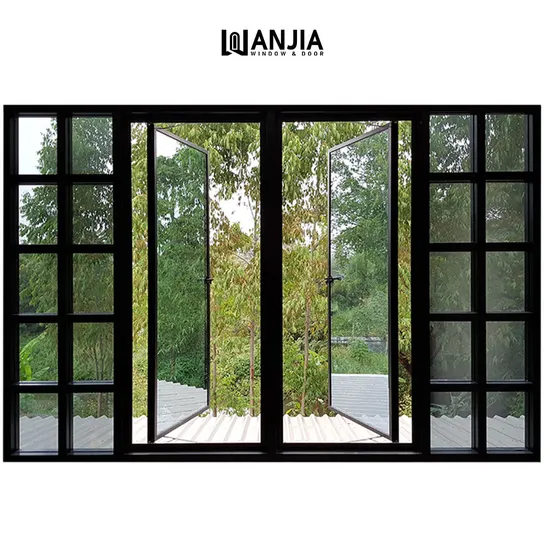 American Villa House French Big Aluminum Windows Double Glass Tempered Casement Windows