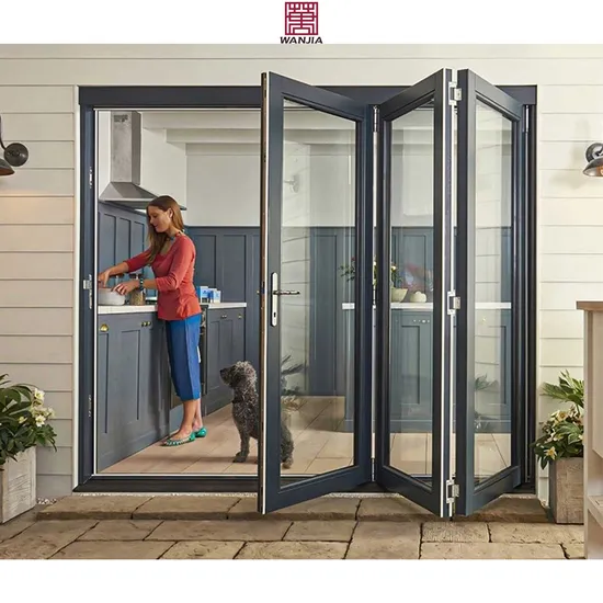 Wanjia Factory Price Exterior Aluminium Accordion Patio Bifold Glass Aluminium Folding Doors