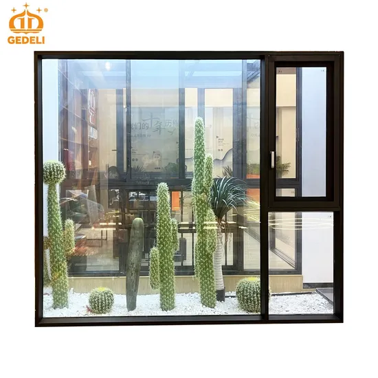 Gedeli House Large Double Glazed Metal Aluminium Windows and Doors Tempered Glass Bay Picture Fixed Casement Window