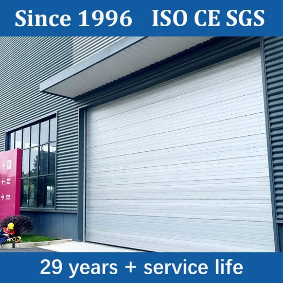 20+Years Automatic PU-Foamed Steel/Metal/Aluminum/Glass Sectional Sliding Manufacturing Large-Width Using Security Entrance Industrial Garage Door