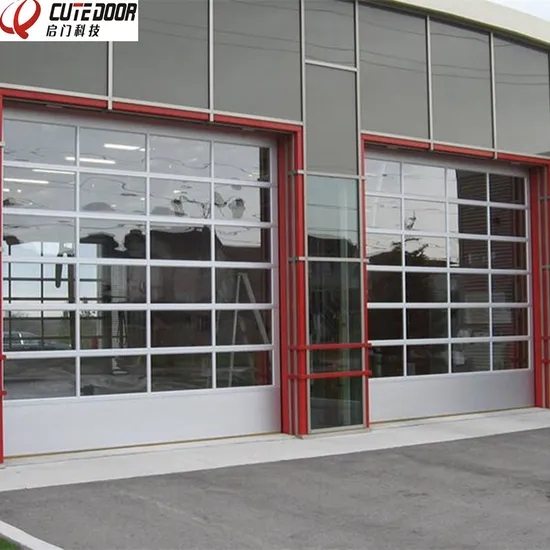 Industrial Luxury OEM Perspective Automatic Sliding Door Aluminium Frame Tempered Glass/ PC Board Sectional Garage Front Shop Door Entrence Security Gate