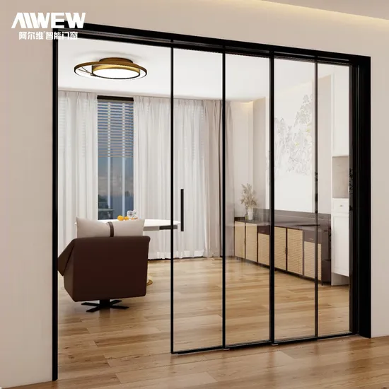 Aluminum Alloy Extremely Narrow Kitchen Sliding Door Living Room Two or Three Linkage Glass Partition Door