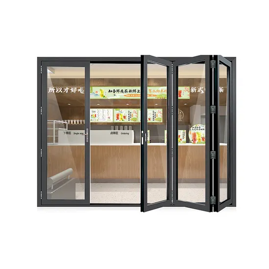 High Quality Transparent Polycarbonate Shopping Mall Store Front Automatic Folding Sliding Door