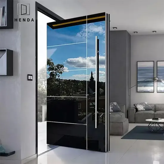 10% off Modern Aluminum Entry Interior Exterior Main Front Wrought Iron Single Double Gate Garage Security Metal Iron Glass New Entrance Steel Pivot Door