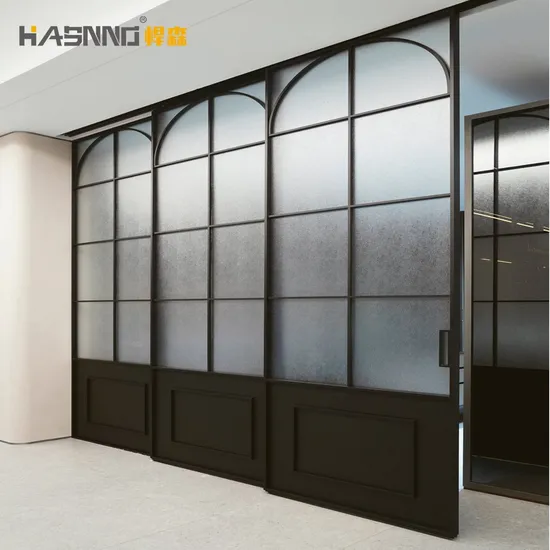 Customized OEM Classic Black Aluminum Frame Courtyard Patio Noiseless Folding Tempered Glass Exterior Sliding Folding Door