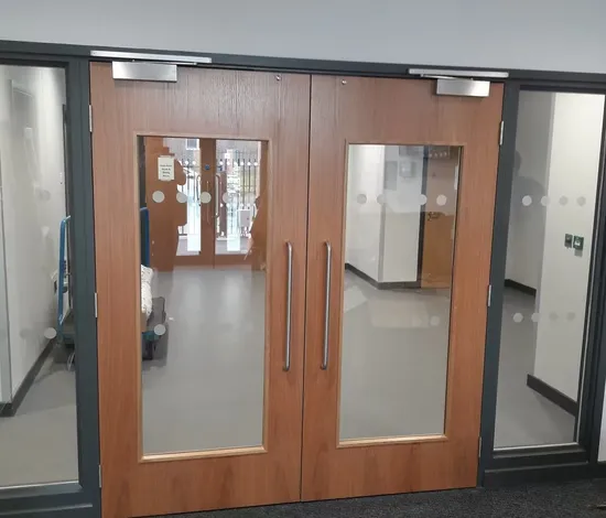 Elegant Fire Glass Entry Door for Modern Office Building