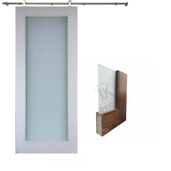 Solid Wood Lacquered Doors White Painted Sliding Door Tempered Glass Barn Door
