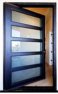 Dorwin Tech Aluminum180 Degree Rotary Blue Reflective Glass Pivot Front Door