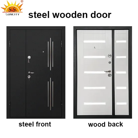 Luxury Exterior Entry Front Metal Security Steel Wooden Armored Door for Home