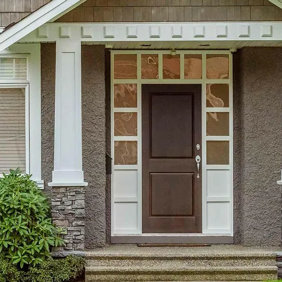 Hihaus New Architectural 75 Inch Exterior Decorative Wood and Metal Steel Door