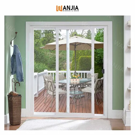 Wanjia UPVC Door PVC Triple Glass Sliding Patio Door for Houses