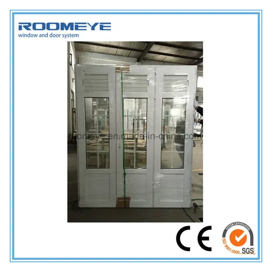 Roomeye UPVC Casement Door with Shutter/Jalousie/Louver Double Glass with Girll