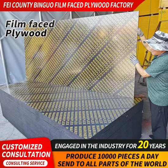 Shandong 18mm One Time Hot Pressing Film Faced Plywood Manufacture Construction Hardwood Plywood