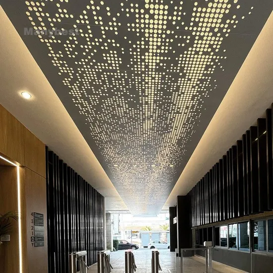 Best Factory Price Custom Carving Decorative Metal Ceiling Panel LED Lighting Perforated Suspended Aluminum Ceiling Panel