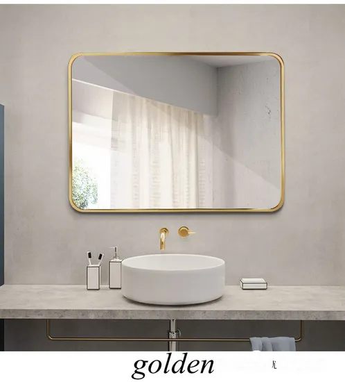 Aluminum Steel Metal Frame Hotel Modern Furniture Wall Bathroom Makeup Vanity Mirror
