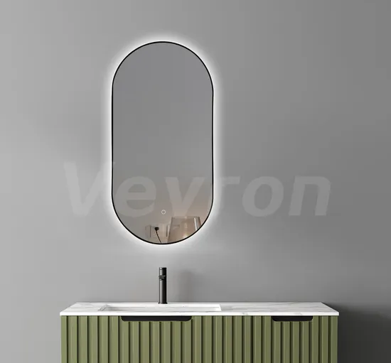 Wholesale Customized Home Decoration Black Framed Wall Mounted Dressing Smart Port LED Bathroom Glass Mirror/Cabinet with Bluetooth Anti-Fog CE IP44