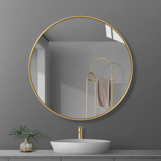 Round Gold Mirror Nordic Hairdressing Glam Aesthetic Bathroom Mirror Border Unbreakable Espelho PARA Banheiro Bathroom Fixtures