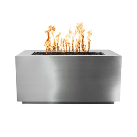 Outdoor 60" Rectangular Corten/Stainless Steel Gas Fire Pit