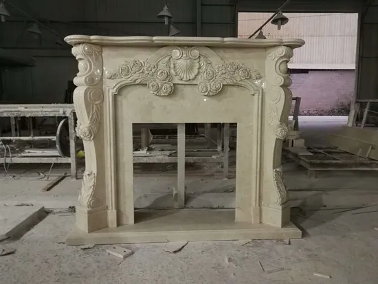 Tostone Elegant Beige Marble Fireplace Surround for Luxurious Living Spaces