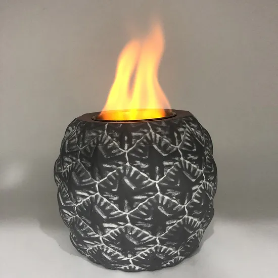 Pine Apple Design Concrete Smokeless Fire Pit Stainless Steel Cup Inside for Tabletop Decoration